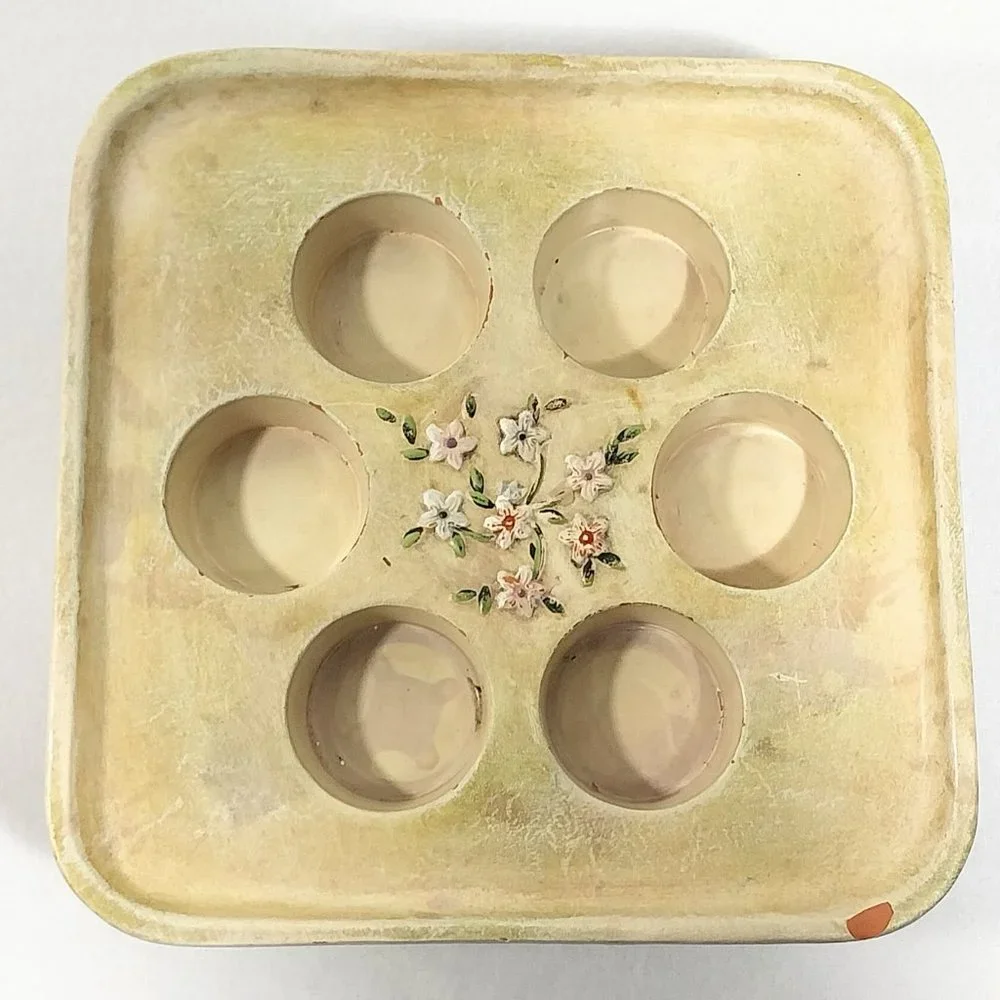 Vintage PartyLite Votive Pedestal Floral Design 6 Tealight Holder #1312
